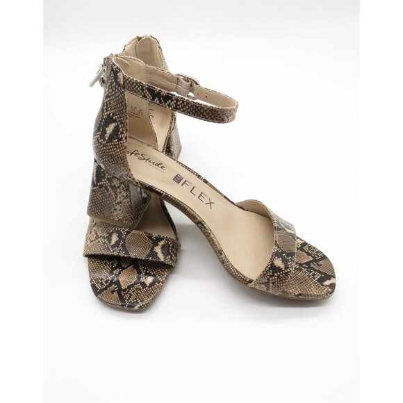 LifeStride Women's Fab Flex Cassidy Snakeskin Print Block Heel Sandals 7 Shoes N - Picture 7 of 8